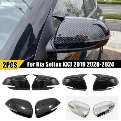 For Kia Seltos      Car Rearview Side Mirror Cover Wing Cap Exterior Door Housing Shell Trim Sticker