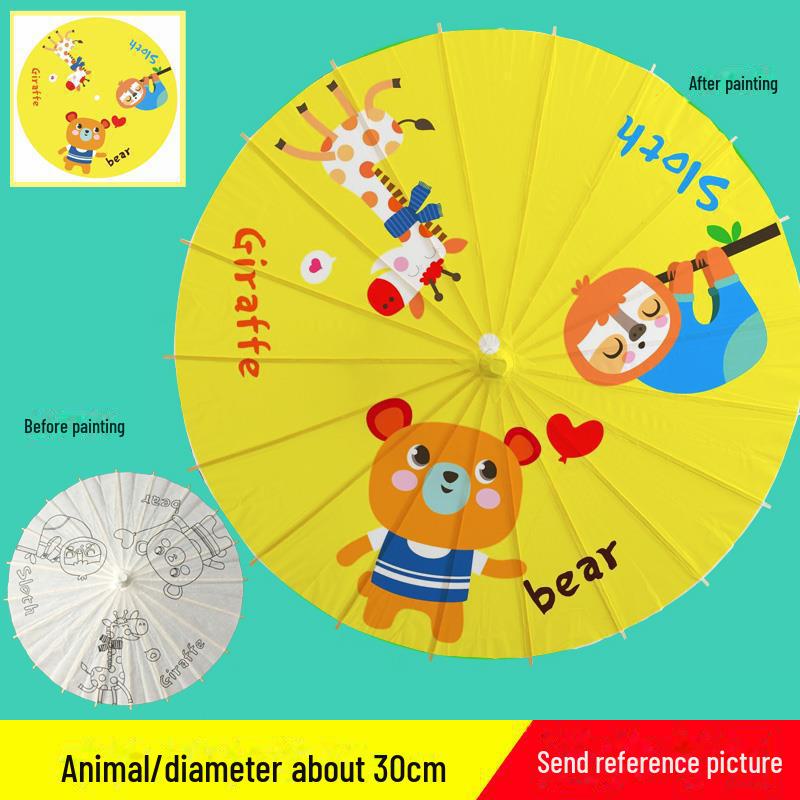 DIY Handbemaltes Weißes Ölpapier Schirm-Set für Kinder - Bastelprojekt im antiken Stil für den Kindergarten