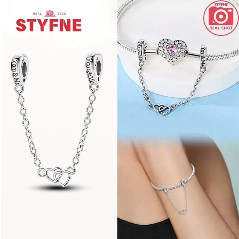 Coração Estrela de Cobre e Flor da Lua Corrente de Segurança para Mulheres Joia Fina Usável Presente Pulseira Original Contas DIY