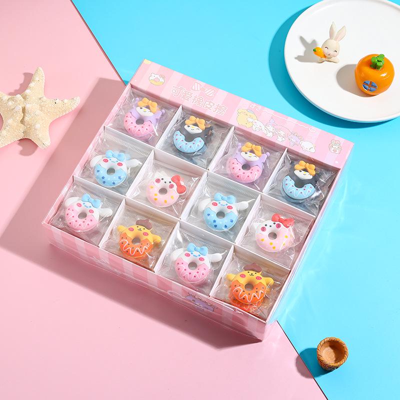 Kuromi & Friends Detachable Cartoon Donut Erasers - Sanrio Character Gift Set