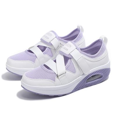 Summer Breathable Women's Casual Shoes Elastic Walking Shoes Elegant Mom Shoes Air Cushion Platform Shoes