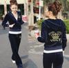 2025 Autumn Korean Gold Velvet Embroidered Outdoor Two-Piece Suit In Plus Size