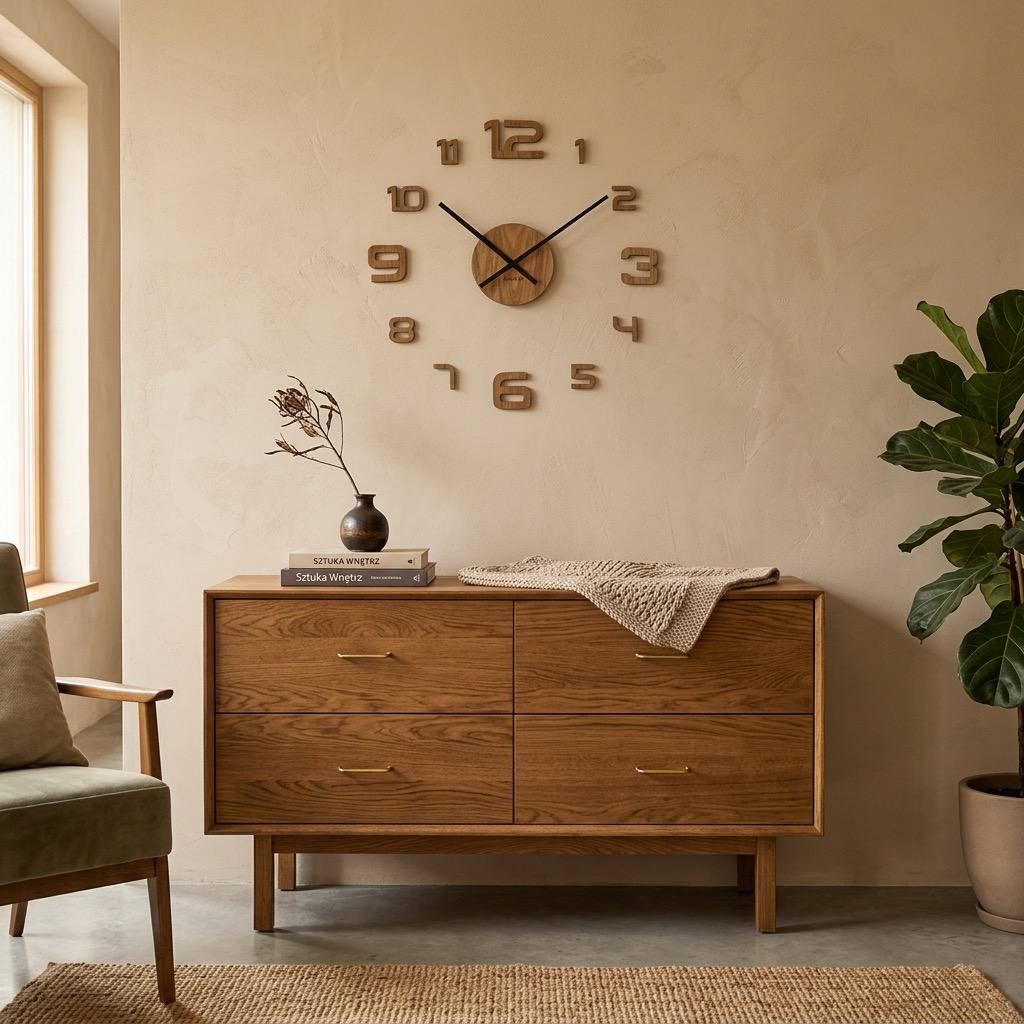 Large wooden wall clock OakTime 50-75cm