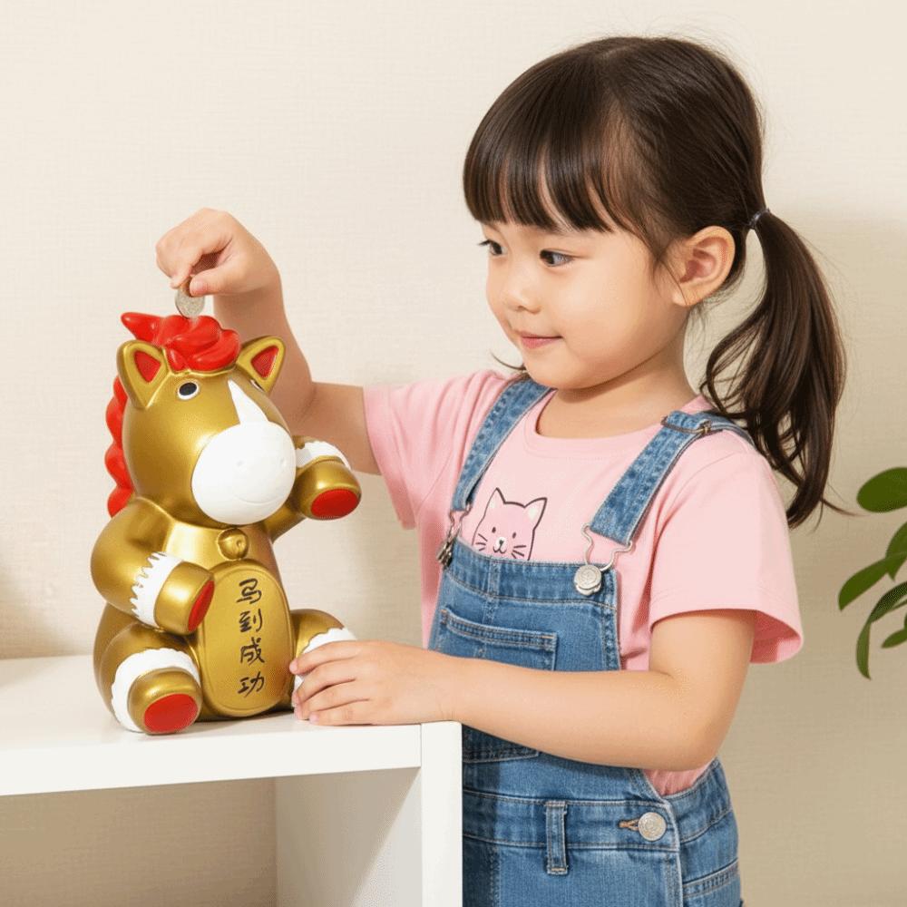 Practical Animal Horse Piggy Bank Zodiac Theme Gold Coin Saving Box Good Luck Decorative New Year Gifts Festive Occasions