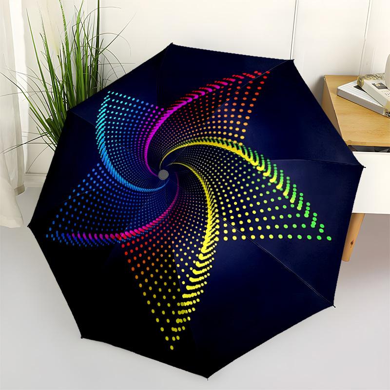1pc Colorful Spiral Automatic Folding Umbrella - 8-Rib Compact Travel Umbrella Durable & Portable for Outdoor Use, Perfect Gift107