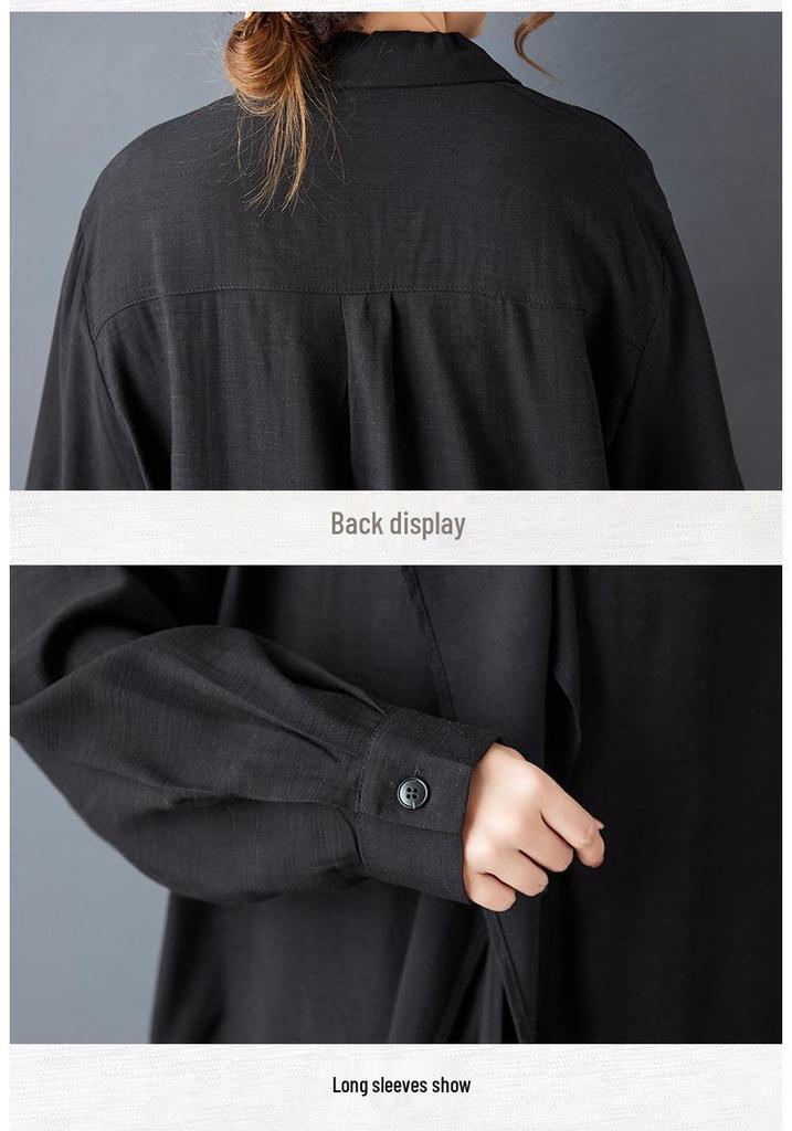 Spring Dark Style Niche Design: Loose Lapel Sashes Shirt & Wide Leg Pants Set