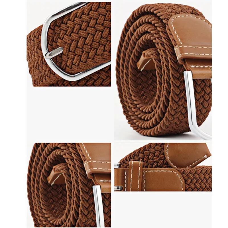 5 Colors Men's Ladies Canvas Fabric Belt Traditional Buckle Elastic Belt 100CM Long Elastic Fashion Belt