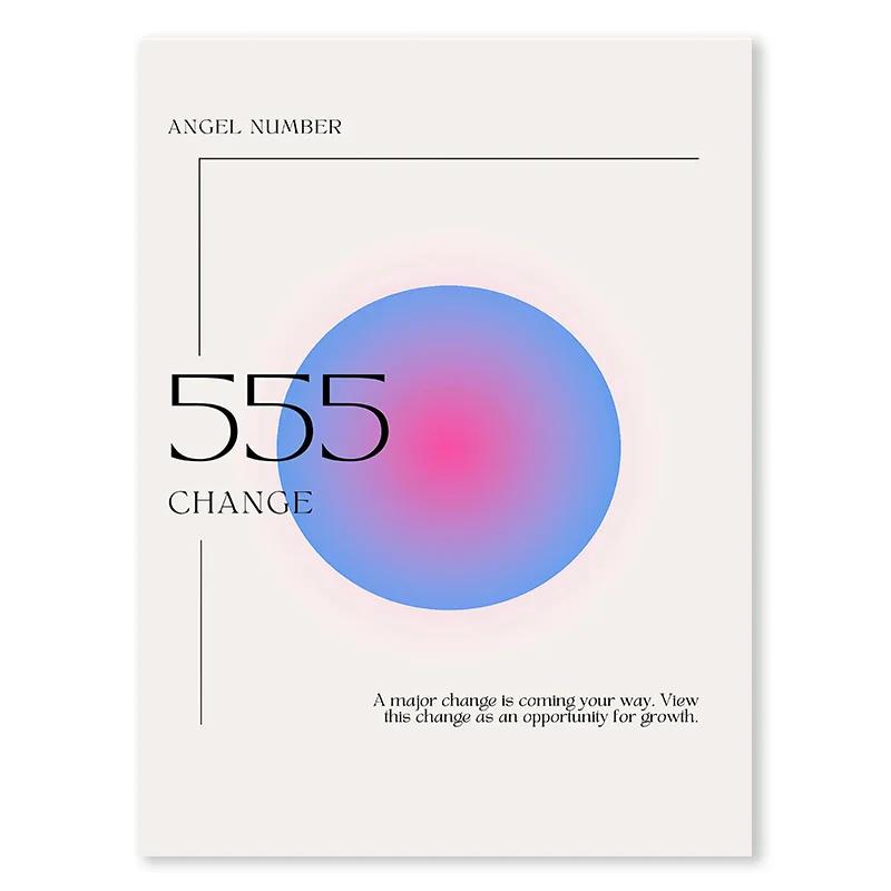 Gradient Spiritual Aura Angel Number Canvas Painting and Print Aesthetic Danish Pastel Poster Wall Art Picture Living Room Decor