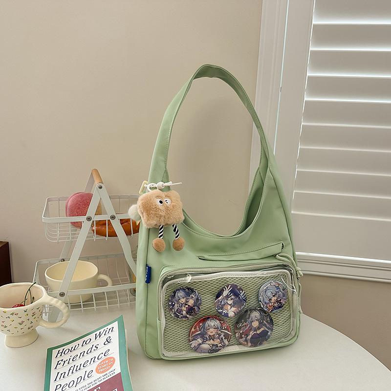 College wind pain bag Japanese ins transparent backpack large capacity simple shoulder messenger bag fashionable girl messenger bag