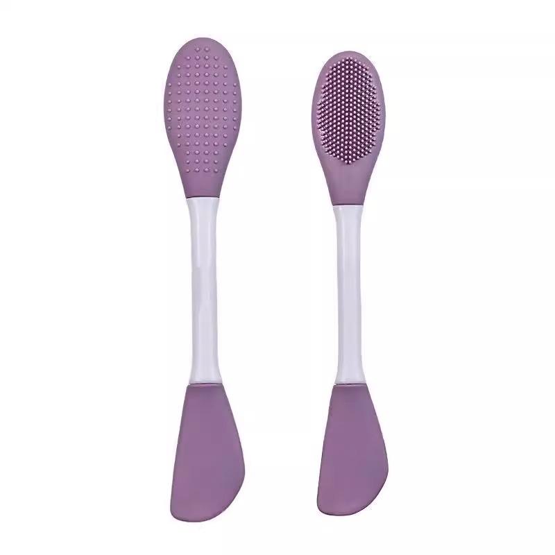 Cepillo Facial de Silicona de Doble Cabeza para Limpieza, Masaje y Aplicación de Mascarillas de Barro