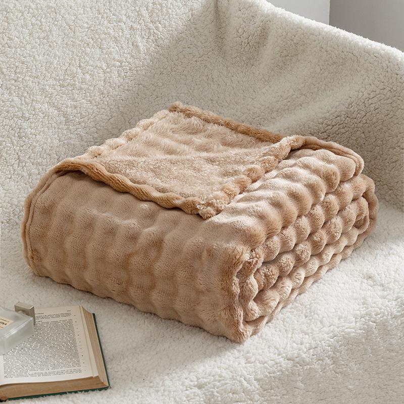 Bubble Rabbit Plush Blanket - Soft Imitation Fur Sofa Throw & Air Conditioning Blanket - Ideal Casual Gift