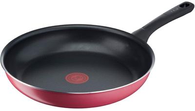 Tefal Bratpfanne für Gasfeuer ohne Schadstoffe wie z. B. Rot, Bratpfanne Rot B55906, 28 cm, nur PFOA, antihaftbeschichtet, langlebig „Cranberry-Pfanne“