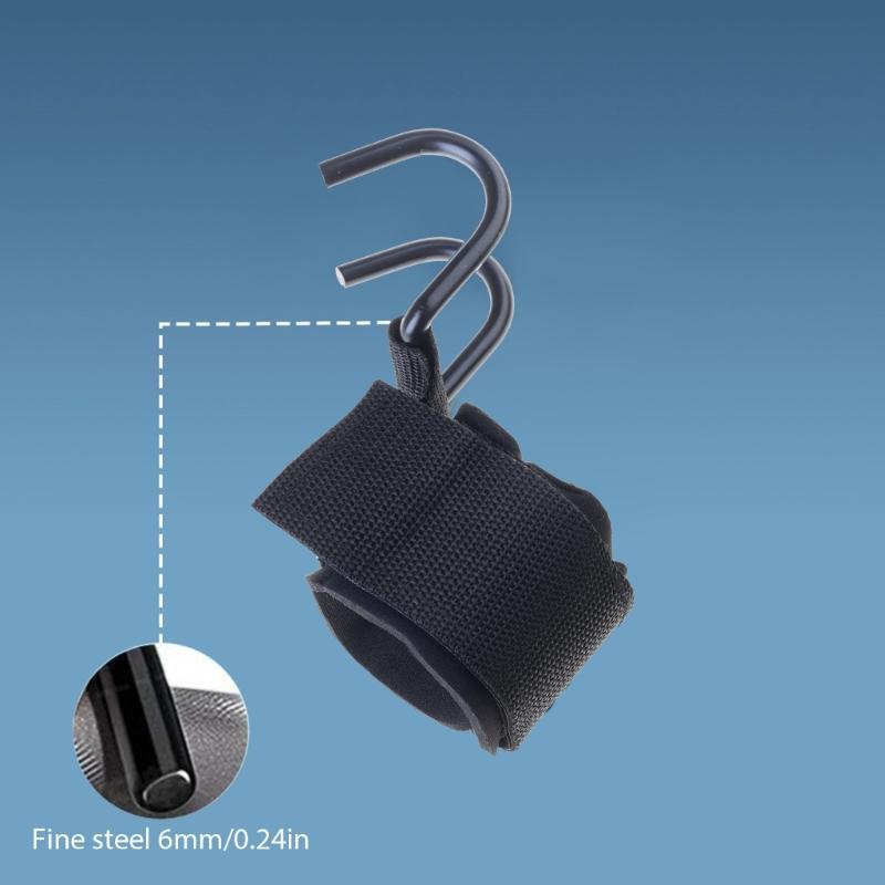 1/2pcs Adjustable Metal Hook Grips Strap NonSlip Auxiliary Power Wrist Guard Fitness Power Hook Homes Gym Equipment