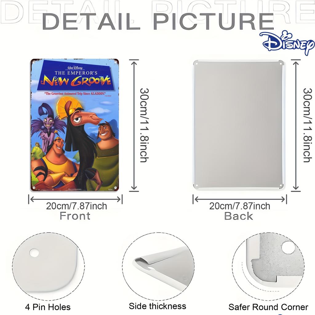 1pc Metal Tin Sign, "Colorful Animated Artwork Featuring Characters from The Emperor'S New Groove", Durable Metal, Perfect for G