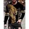 T-shirt da uomo a maniche lunghe con stampa a righe 3D, top da uomo comodo, traspirante e versatile