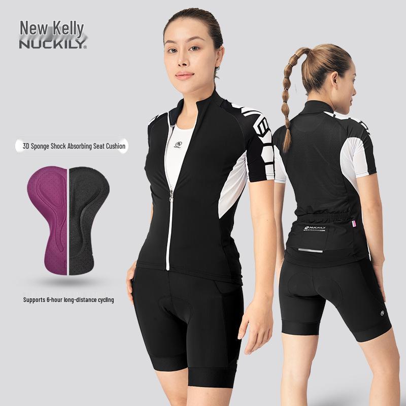 

NUCKILY Women s Short Sleeve Cycling Jersey and Shorts Set - Road & Mountain Bike Clothing XXL чорний