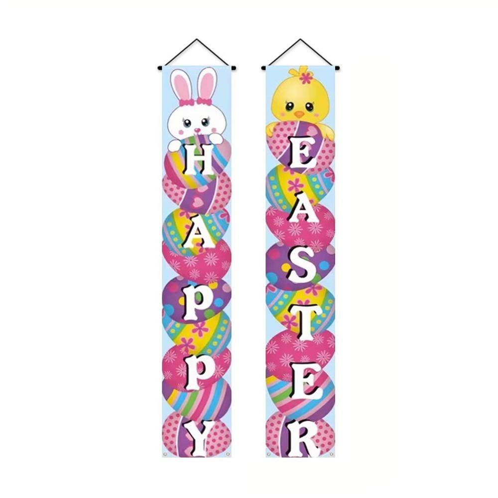 Polyester Happy Easter Couplet Vibrant Easter Door Decoration Easter Door Banners  Festive Home