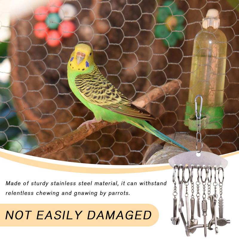 Vogelspielzeug aus Edelstahl Handwerkzeuge aus Edelstahl Spielzeug für Papageienkäfig Interaktives Puzzle Futterspiel zur Linderung von Langeweile