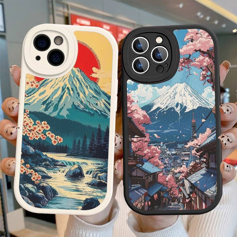 Fuji Mountain Osaka City Landscape Phone Case Hard Leather For IPhone 16 15 14 13 12 Mini 11 14 Pro Max Xs X Xr 7 8 Plus Fundas