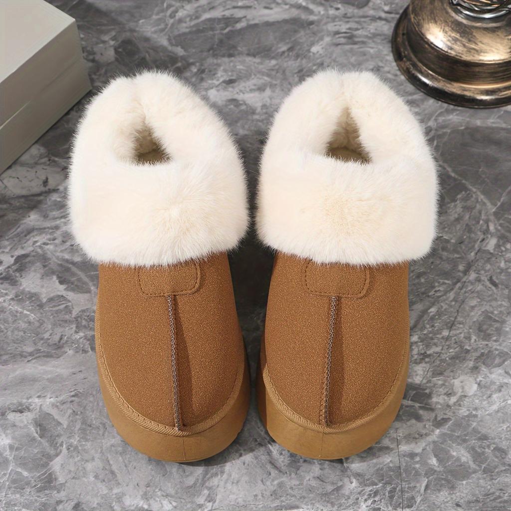 Women's Fluffy Plush Lined Ankle Boots,Fluffy Snow Boots Winter Warm Petticoat,Comfortable Outdoor Low Boots