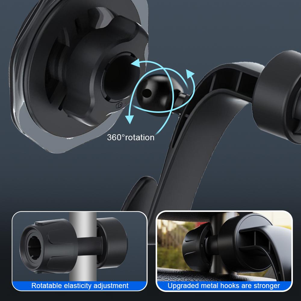 Car Headrest Hidden Hook 360-Degree Rotation Easy To Install Adjustable Hanger Rear Hook Cell Phone Holder Car Interior Organizer