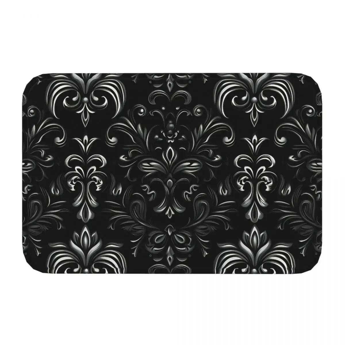 

Fleur De Lys Anti-Slip Rug Doormat Kitchen Mat Like Flower Seamless Pattern Floor Carpet Indoor Decorative 40cmx60cm