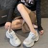 Foreign trade heightening muffin thick-soled dad shoes women's 2025 new spring and summer metallic mesh breathable sports and leisure shoes