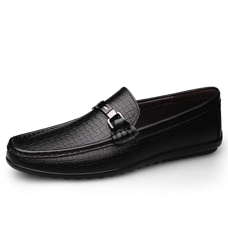 Men's Cross-Border Slip-On Leather Driving Moccasins - Casual Low-Top, Large Size Cowhide Shoes for Spring and Autumn