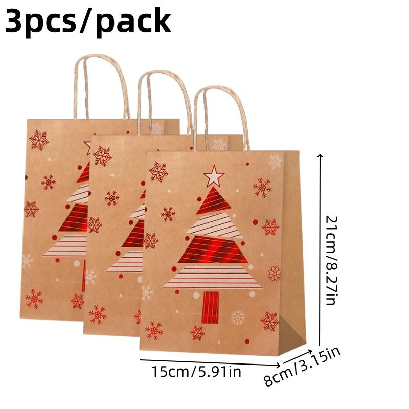 

3 шт. Маленький подарочный пакет на Рождество Красная елка Рождественская шляпа Ручной крафт-бумажный пакет Вечеринка Магазин для выпечки Магазин Подарочная упаковка St