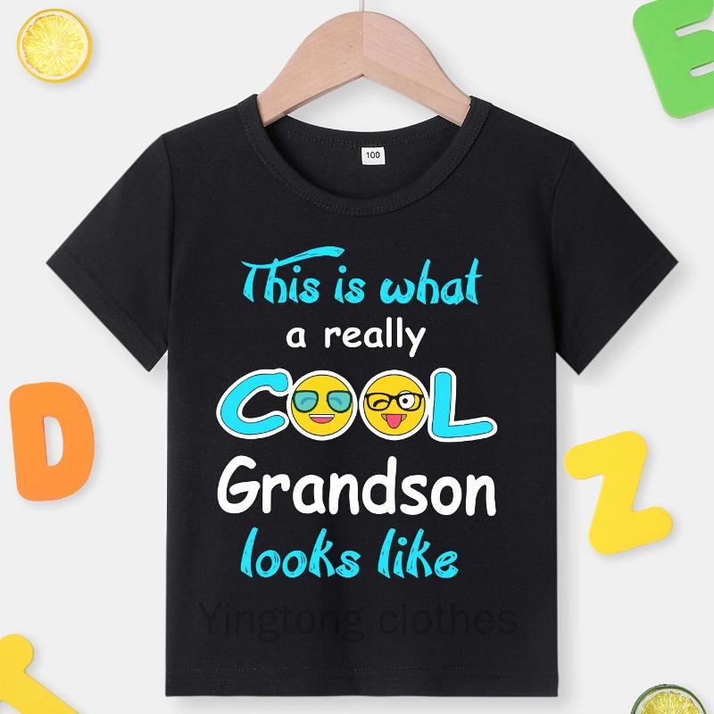Summer Boys' Fashion Kids' T-Shirt Letter Print Cute Short-Sleeve T-Shirt Casual Top