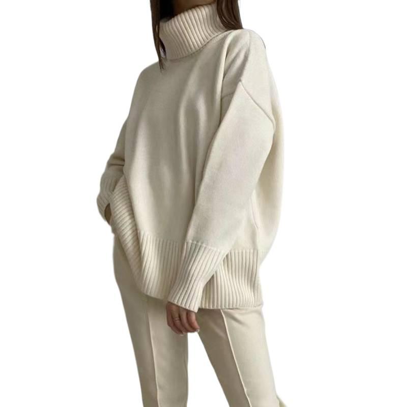 Soft and Comfortable High Collar Solid Color Pullover Shirt, Not Easy To Pilling, Trendy Solid Color