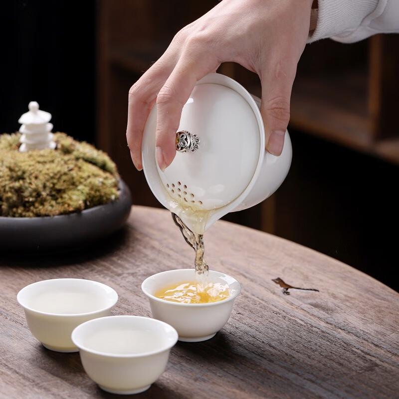 Shangqi Mutton Fat Jade Portable Travel Tea Set