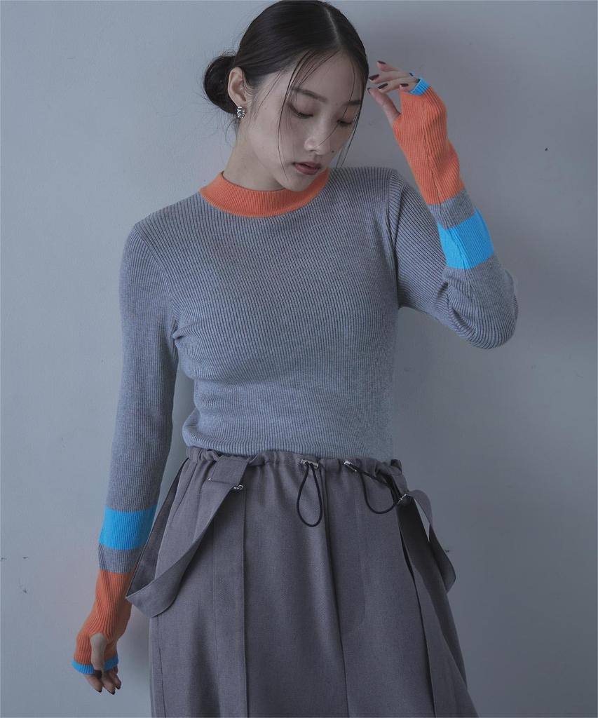 miette Finger Rib Knit RCXX0719 Free Size Light Gray Multi-Color Women's