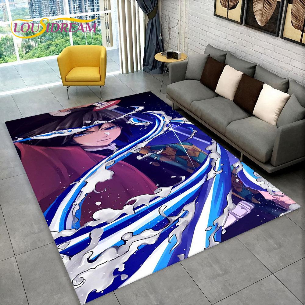 Tappeto Area Anime Demon Slayer, Tappeto Cartoon per Soggiorno, Camera da Letto dei Bambini, Divano, Zerbino Decorativo, Tappetino Antiscivolo per Pavimento Gioco Bambini