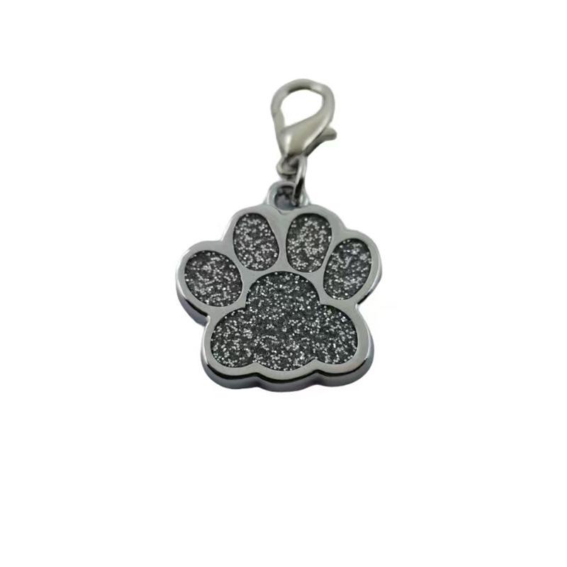 Glitter Paw Print Zinc Alloy Pet ID Tag - Engraved, Anti-Lost Dog Tag
