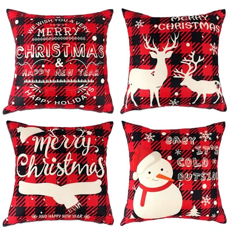 

Рождественская наволочка Новая подушка Поясничная подушка Мультяшный праздник Лен Супермягкая Короткий плюш Наволочка 45 * 45 pillowcases (4 pieces)