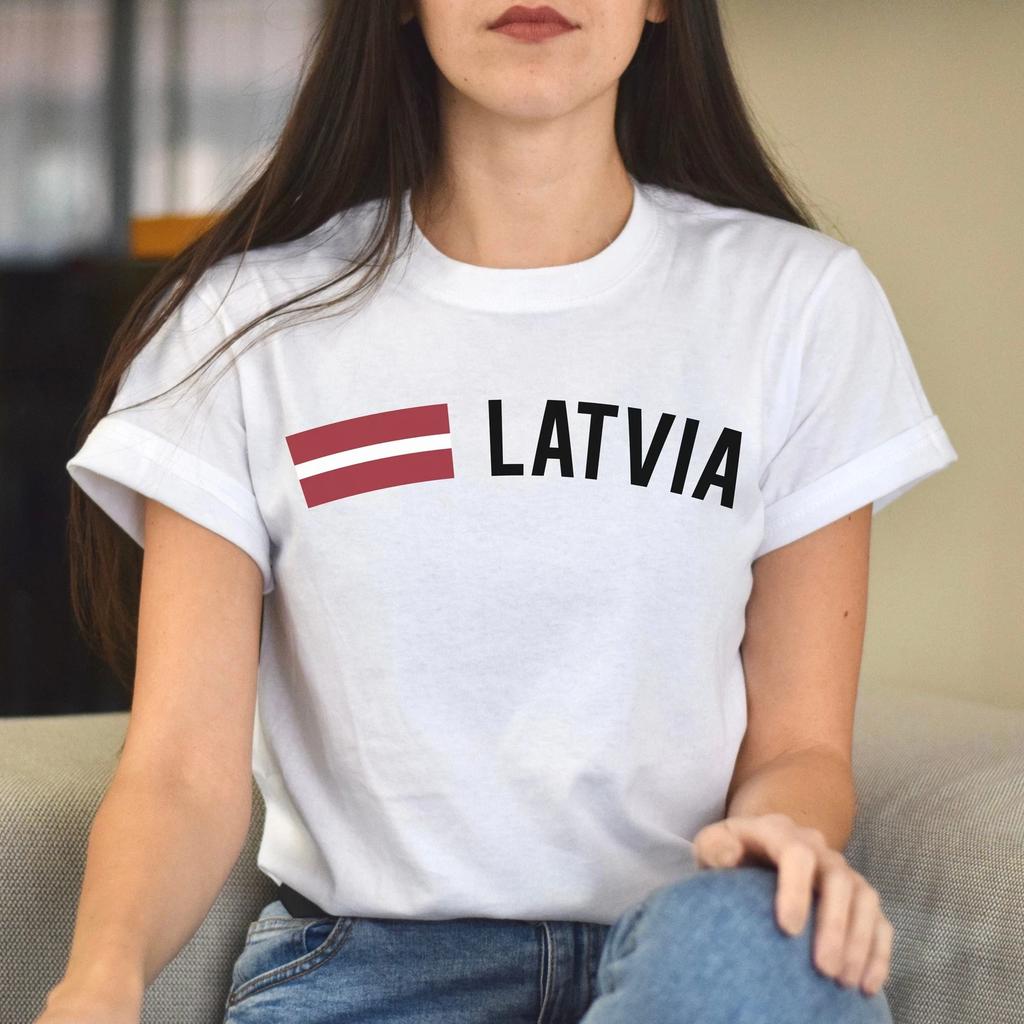 Latvia Unisex T-shirt gift Latvian flag tee Riga White Black Dark Heather