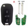 KEYECU Replacement Flip Remote Key Fob 3B 433MHz 4A Chip for P*eugeot Partner 508 308 Expert For C*itroen Dispatch C3 C4 Cactus