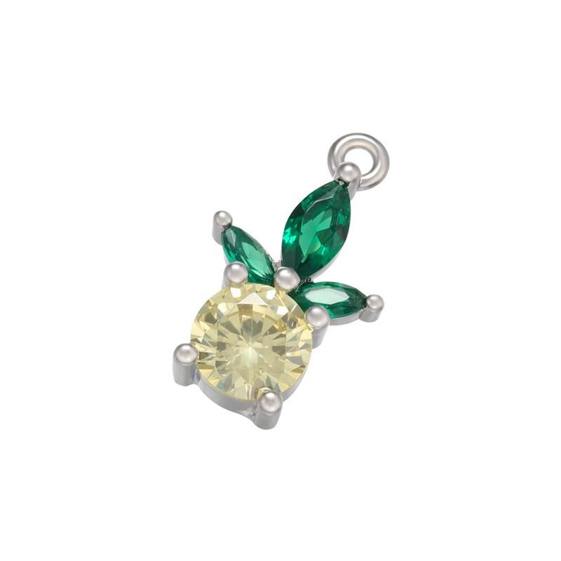 ZHUKOU Fruit Party Gold Plated Inlaid Zirconia Sweet And Cute Fruit Metal Pendant For DIY Jewellery Accessories 1 Pcs