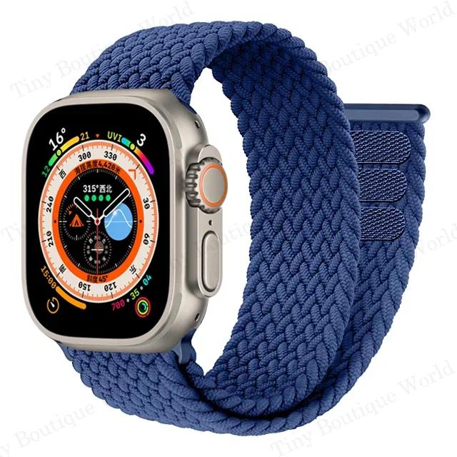 Braided Solo Loop For Apple watch Bands 40mm 44mm 49mm 45mm 41mm 38mm 42mm Elastic bracelet iWatch series 9 8 7 se Ultra 2 Strap