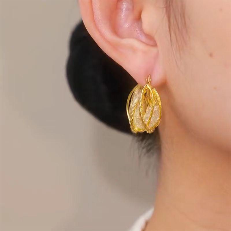 

Elegant Crystal Mesh Hoop Earrings for Women - Light Luxury Design