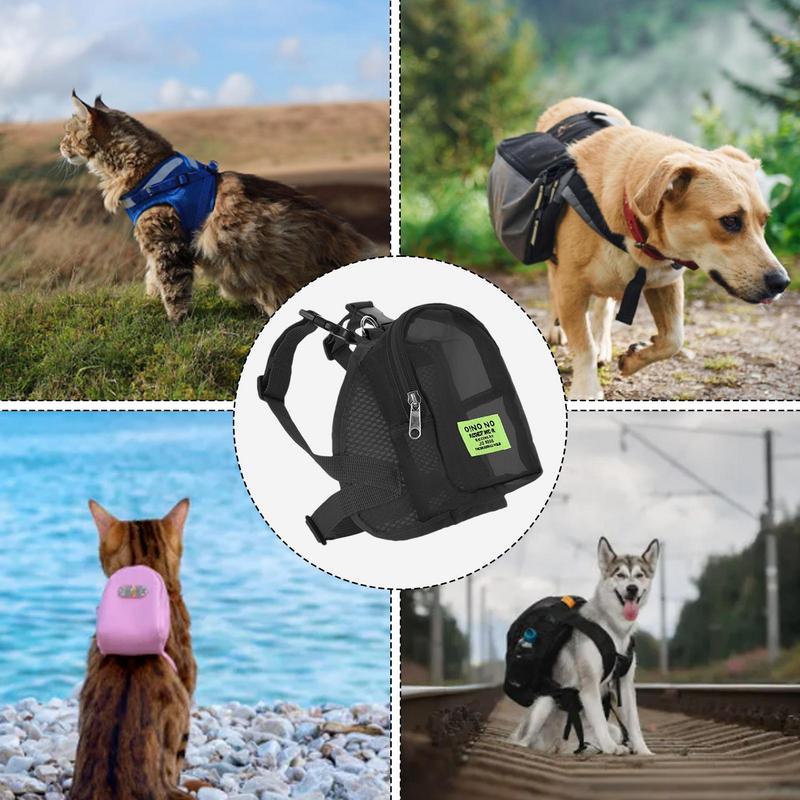 Pet Backpack Harness Mesh Dog Harness Backpack With Leash Pet Self Carrier Poop Bag Dispenser No Pull Saddle Bag Vest For