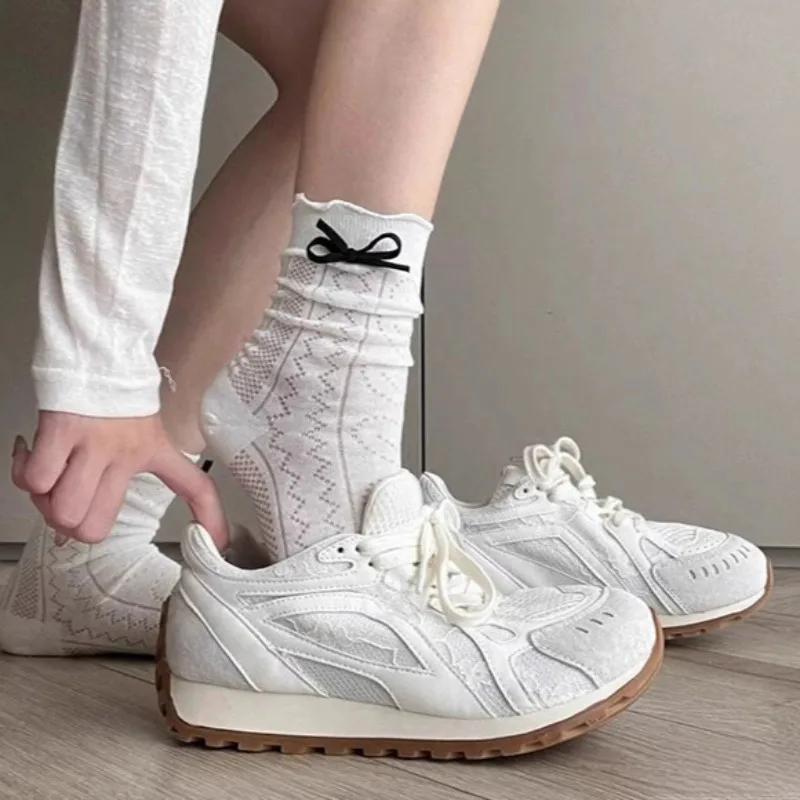 Модные сетчатые кроссовки на полой платформе для женщин — фото 6