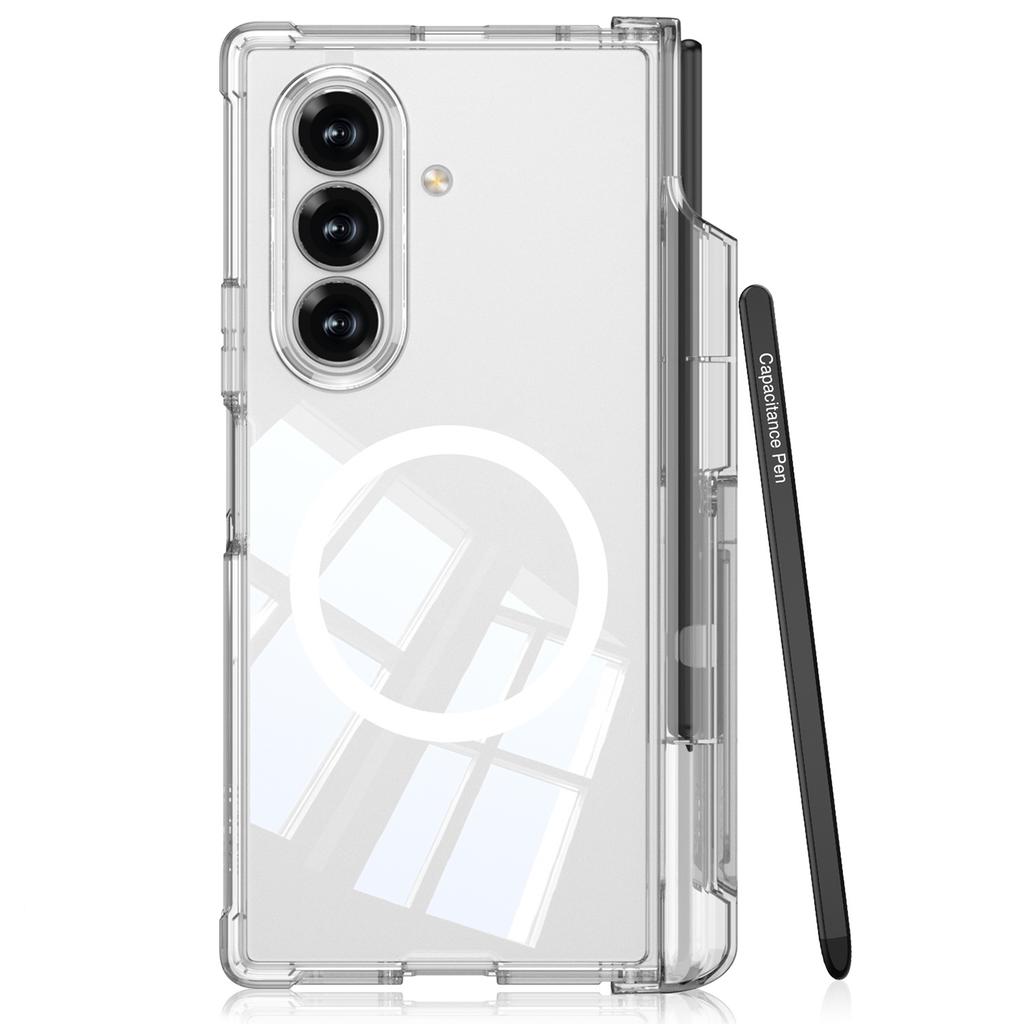 Samsung Z Fold7 Mobile Phone Case Airbag Anti Fall Magnetic Adsorption Pen Transparent Protective Case Magsafe Wireless Charging