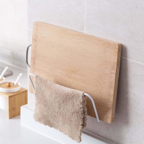 Shinepine Wall-Mounted Cutting Board Stand, Pot Lid Holder, Kitchen Storage with Strong Adhesive, No Drilling Required, 3-Piece Set, White