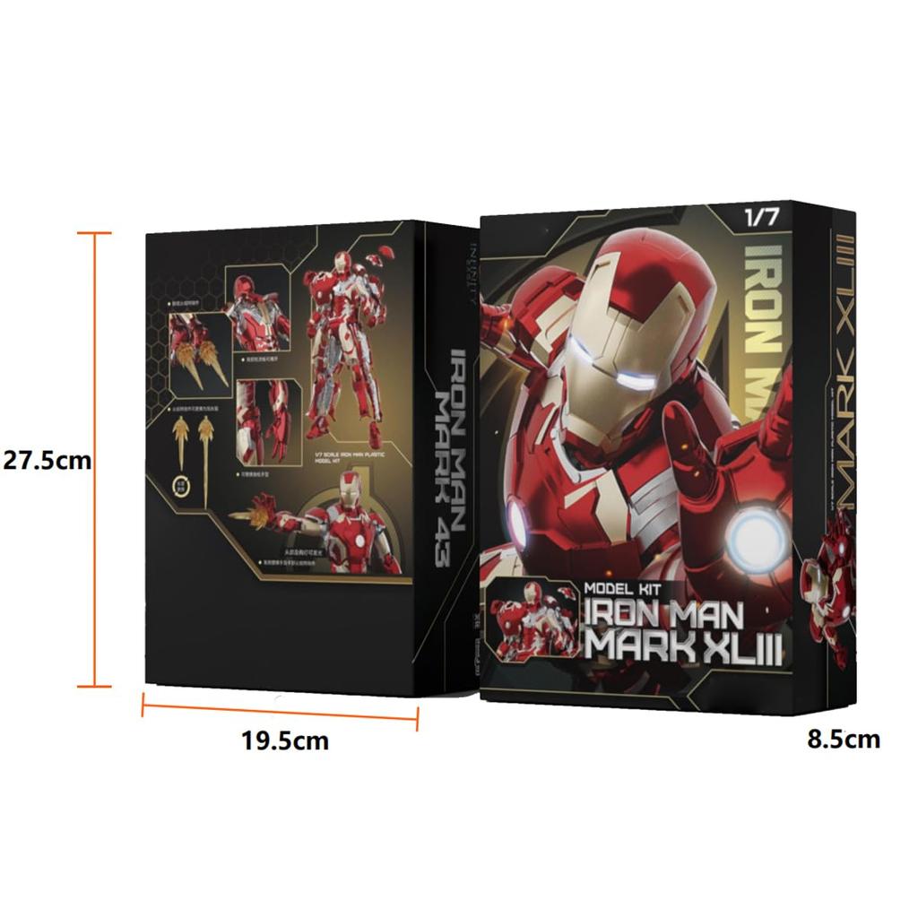 HiPlay Fondjoy Iron Man MK43 1/7 Scale Pre-Colored Plastic Model Kit, Approximately 260mm Tall