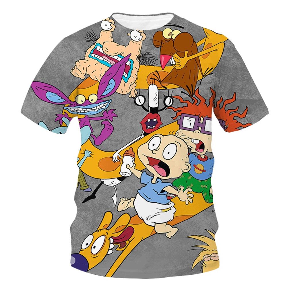 

Summer Round Neck Rugrats Cartoon Graphic 3D Printed Top Fashionable Casual Short Sleeved Children s Boy and Girl Kids Unisex T-shirts 170