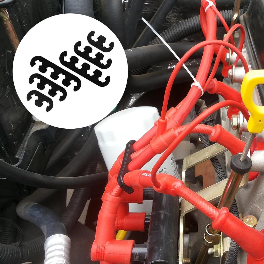 12PCS Spark Plug Wire Separator, Ignition Spark Plug Wire Holders for 7mm 8mm 8.5mm 8.8mm Wires, Black Engine Wire Loom (Black)
