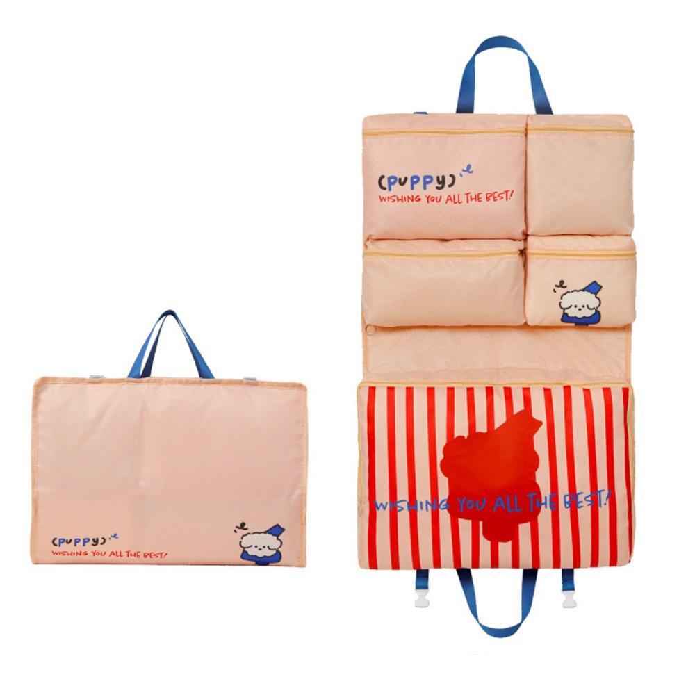 

New 6in1 Organizer Hanging Bag Portable Foldable Hand-held Clothing Packing Case with Pockets Storage Hanging Bags рожевий