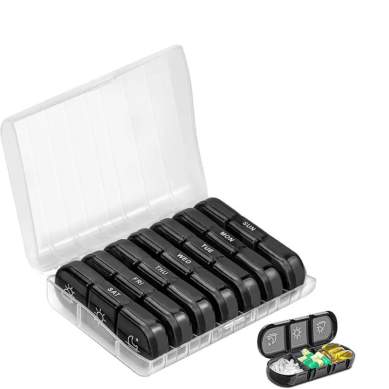 Pink Weekly Pill Organizer 3 Times A Day Compact 7 Day Pill Box for Managing Your Vitamins Fish Oils Supplements and Medication